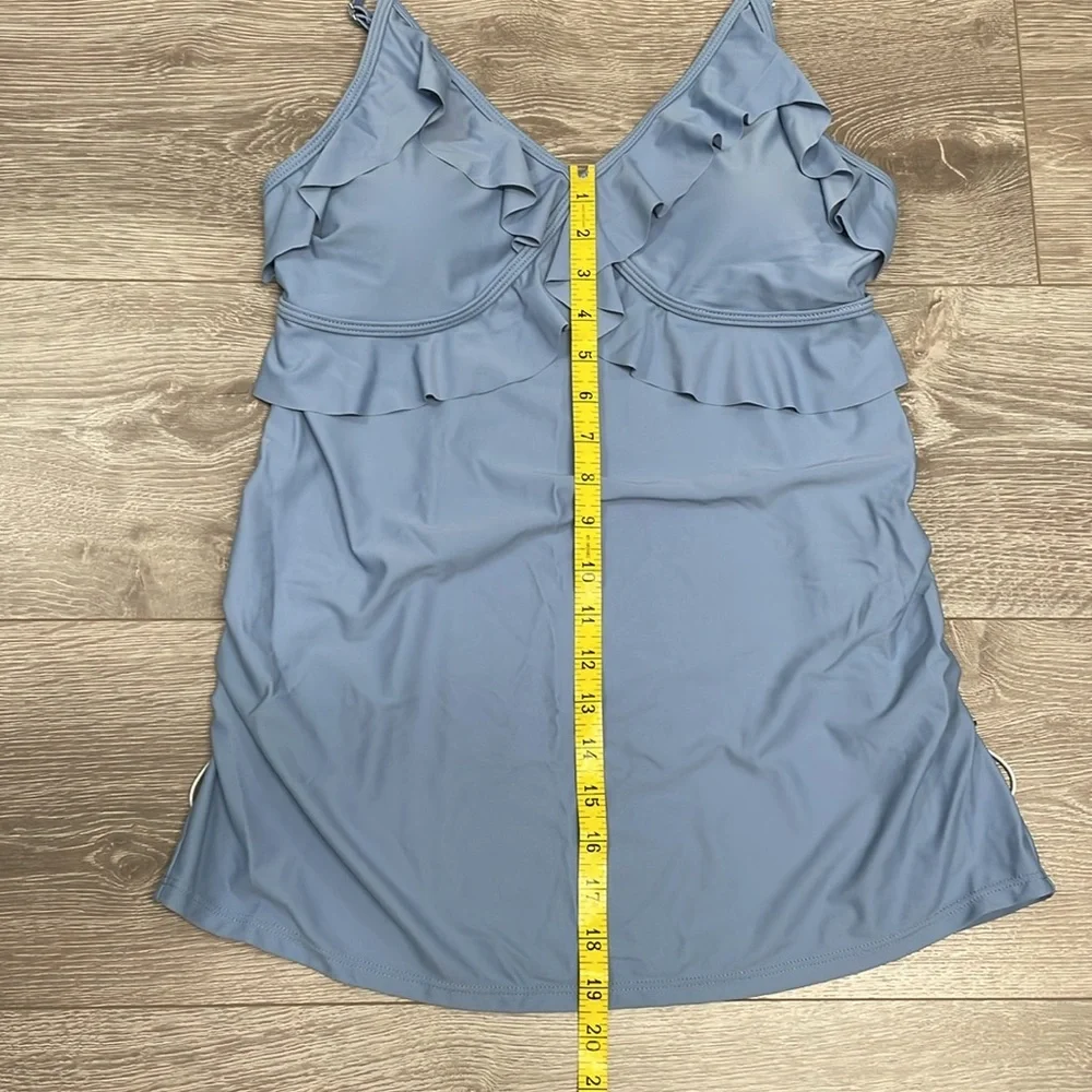 NWT Summer Mae Maternity Tankini Swimsuit Ruffle V-neck Ruched Tie Sides M